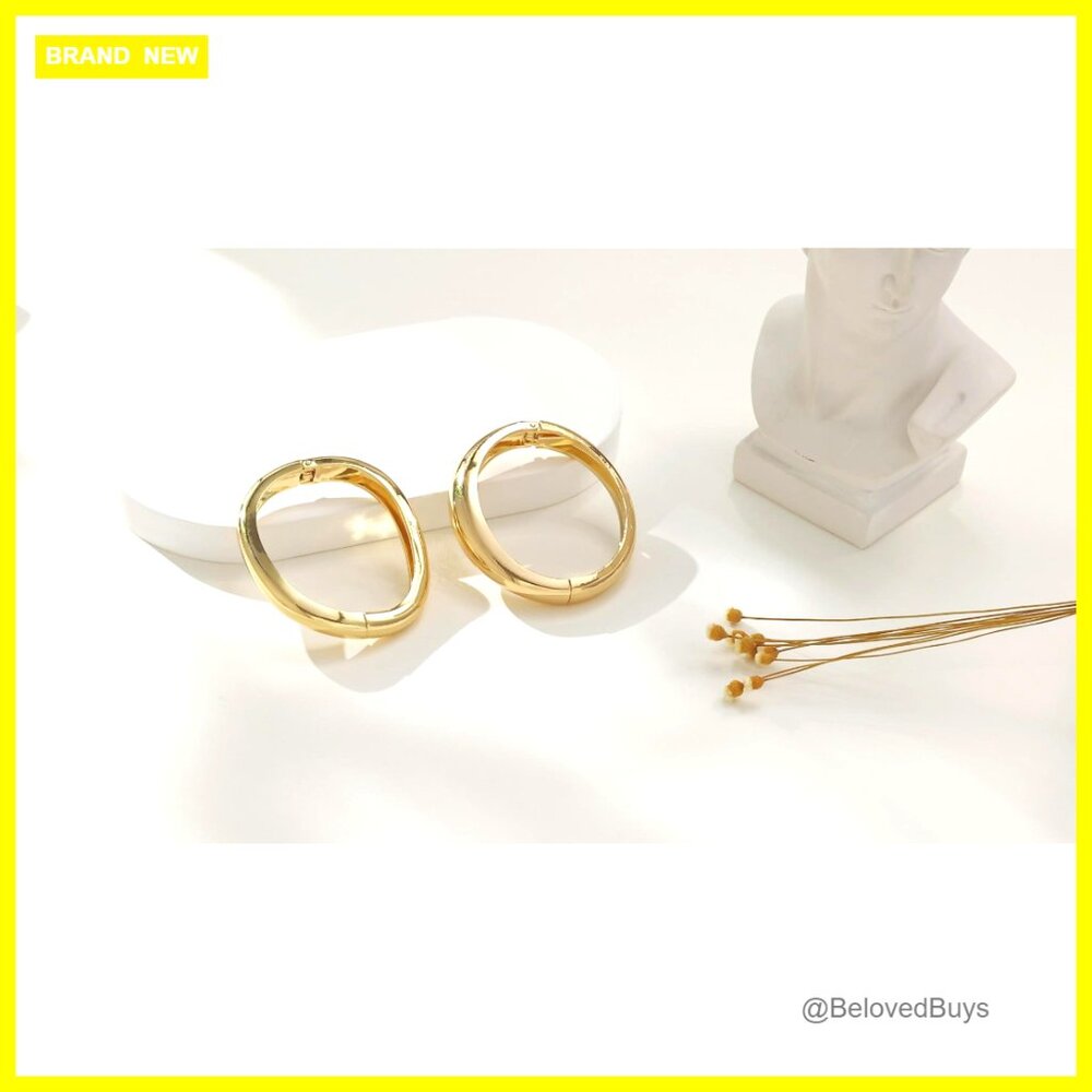 Gold Hinged Cuff Bangle Bracelets Set, Stackable … - image 7